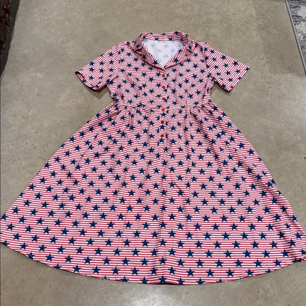 Red and Blue Star Patterned Dress